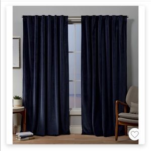 New Navy Velvet Curtain Panel Set by Exclusive Home
